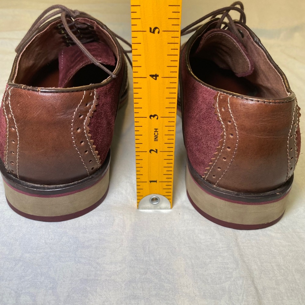 Johnston & Murphy Mens 8.5M Wingtip Oxford Shoes Brown Burgundy‎ Sheepskin - Picture 8 of 9